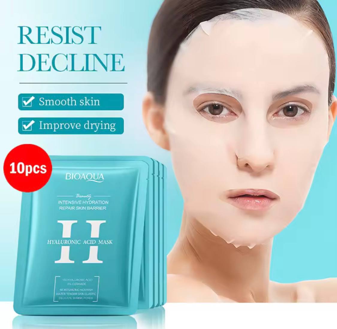 10pcs BIOAQUA Snail Hyaluronic Acid Retinol Face Mask skincare Moisturizing Hydrating Firming Facial Masks for Face Skin Care