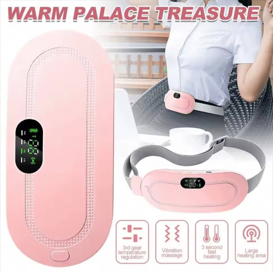 Electric Menstrual Spasm Massager Vibrator Heating Belt Suitable For Relieving Menstrual Discomfort, Keeping Waist And heating