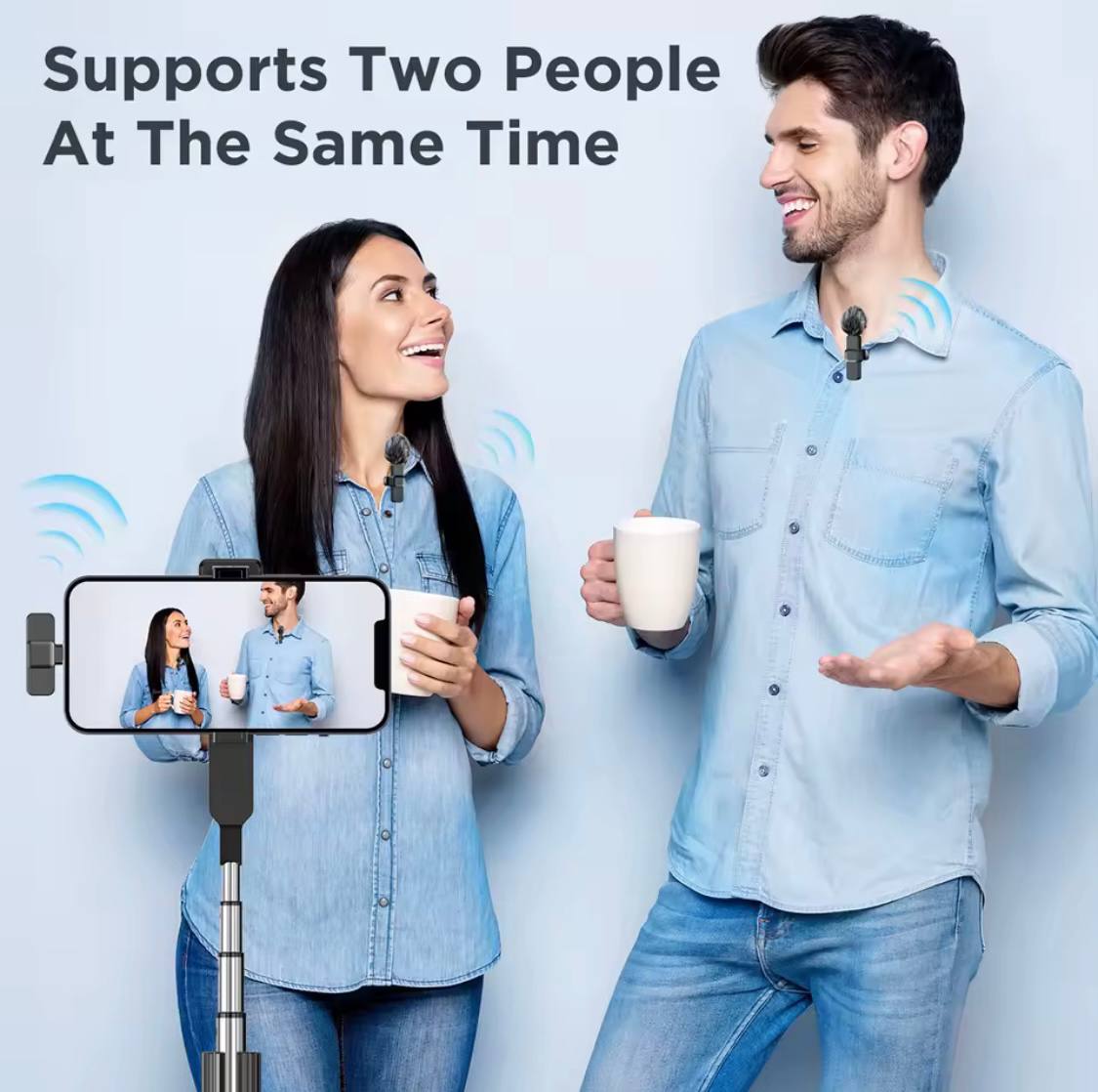 Portable Wireless Lavalier Microphone for Live Streaming/YouTube/TikTok/Facebook Live Noise Reduction Mic For iPhone/Android
