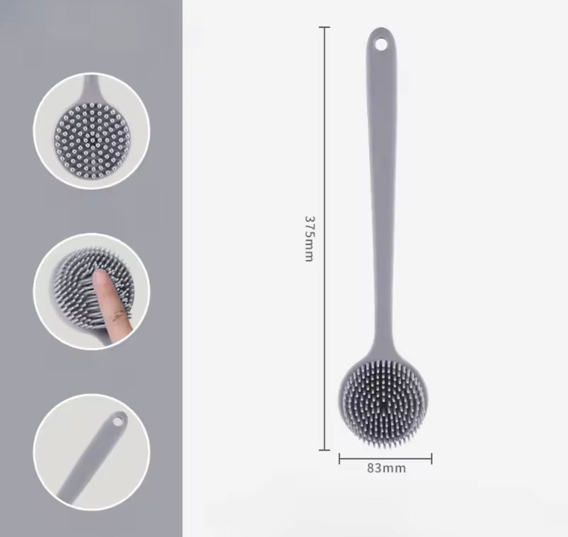 Soft Bath Brush Exfoliating Shower Sponge Body Scrubbing Brush Long Handle Back Exfoliating Scrub Skin Massager Bathroom Brush
