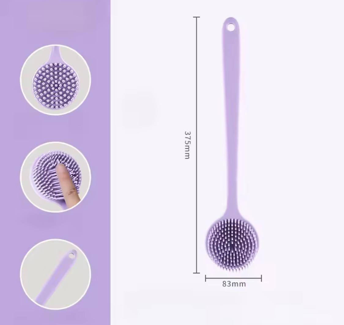 Soft Bath Brush Exfoliating Shower Sponge Body Scrubbing Brush Long Handle Back Exfoliating Scrub Skin Massager Bathroom Brush