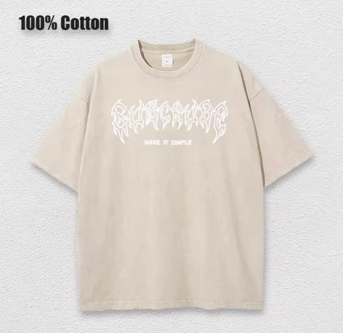 Acid Washed T Shirt Women Vintage Cotton T-shirts Harajuku Gothic Streetwear Soft Tees Girl Loose Fashion Print Tops Unisex