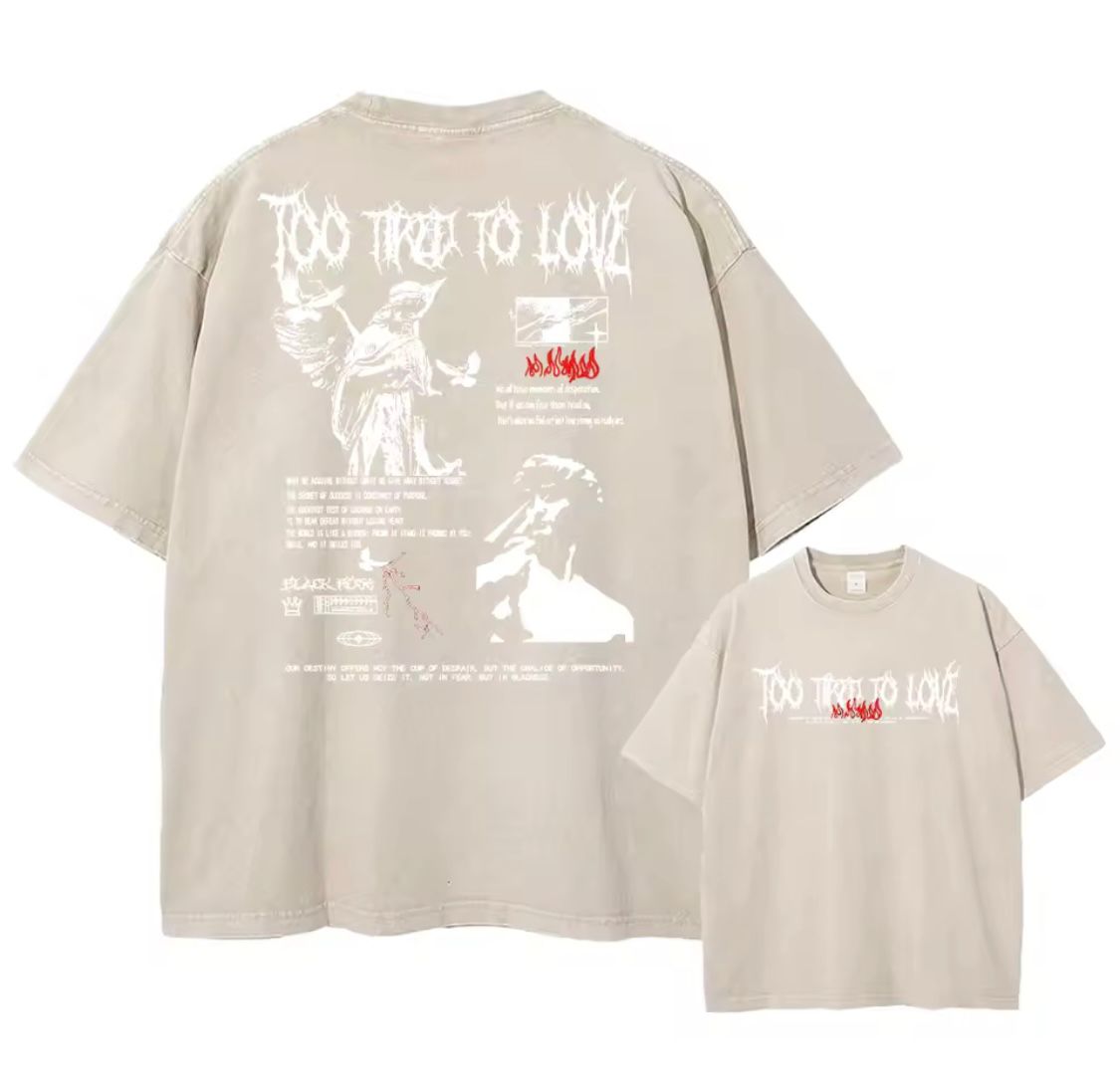 Acid Washed T Shirt Women Vintage Cotton T-shirts Harajuku Gothic Streetwear Soft Tees Girl Loose Fashion Print Tops Unisex