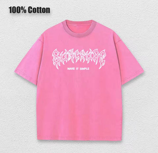 Acid Washed T Shirt Women Vintage Cotton T-shirts Harajuku Gothic Streetwear Soft Tees Girl Loose Fashion Print Tops Unisex