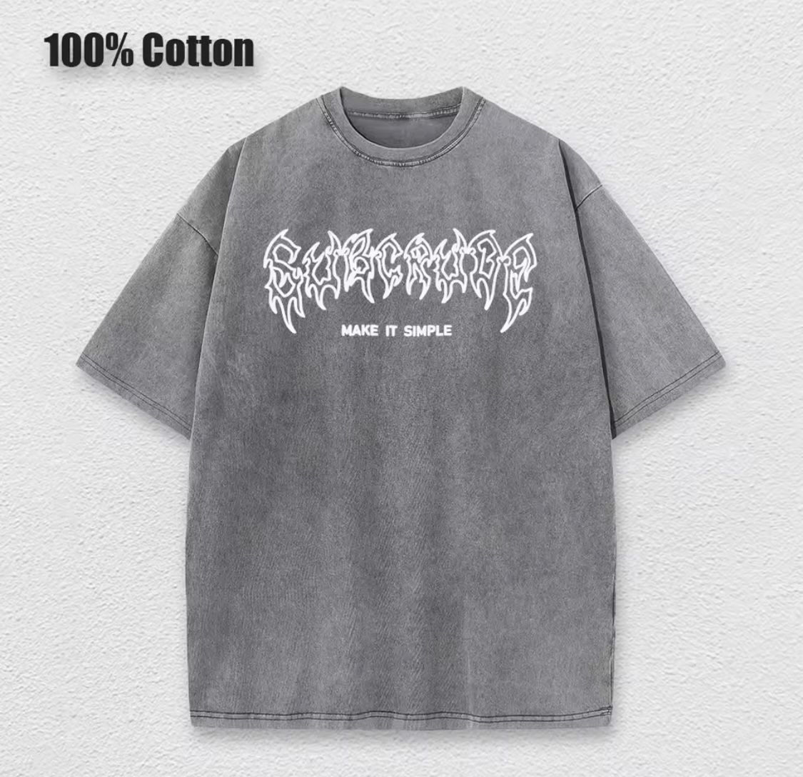 Acid Washed T Shirt Women Vintage Cotton T-shirts Harajuku Gothic Streetwear Soft Tees Girl Loose Fashion Print Tops Unisex