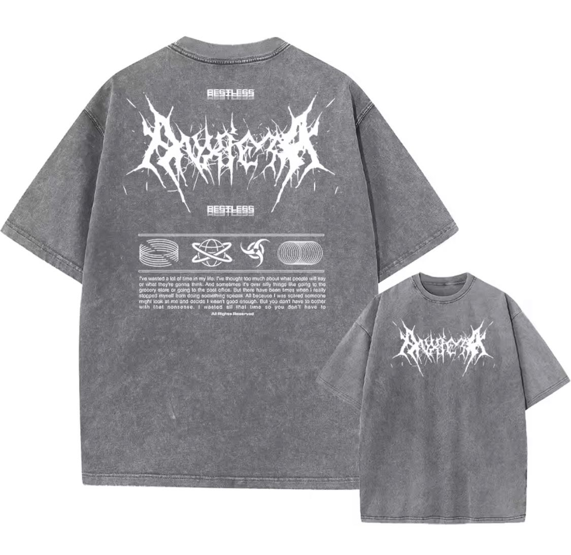 Acid Washed T Shirt Women Vintage Cotton T-shirts Harajuku Gothic Streetwear Soft Tees Girl Loose Fashion Print Tops Unisex