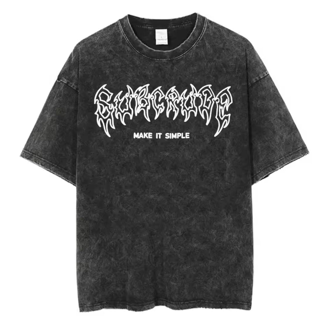 Acid Washed T Shirt Women Vintage Cotton T-shirts Harajuku Gothic Streetwear Soft Tees Girl Loose Fashion Print Tops Unisex