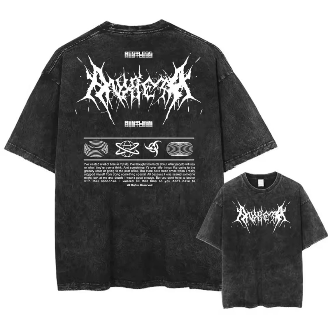 Acid Washed T Shirt Women Vintage Cotton T-shirts Harajuku Gothic Streetwear Soft Tees Girl Loose Fashion Print Tops Unisex