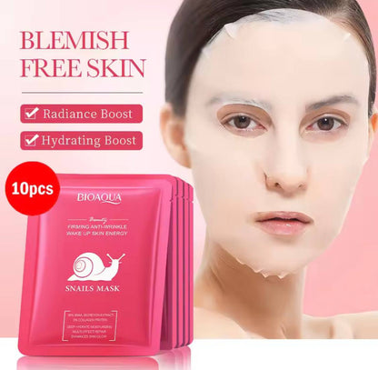 10pcs BIOAQUA Snail Hyaluronic Acid Retinol Face Mask skincare Moisturizing Hydrating Firming Facial Masks for Face Skin Care