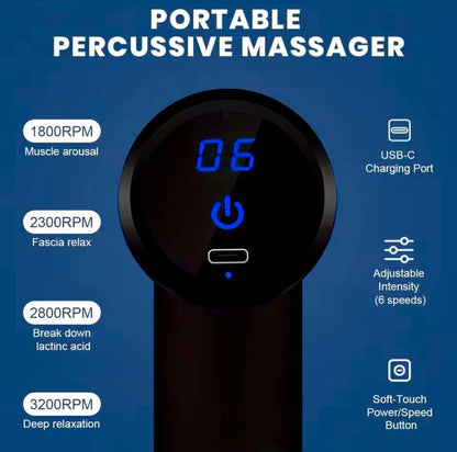 Fascial Massage Gun Electric Percussion Pistol Massager Body Neck Back Deep Tissue Muscle Relaxation Fitness Tool For Shoulder